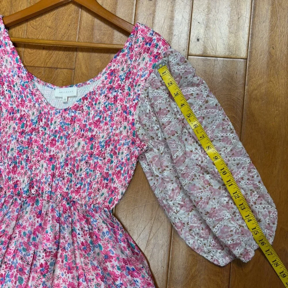 Melloday Floral Midi Dress Size L Fairy Festival Cottage‎ Prairie Asymmetric